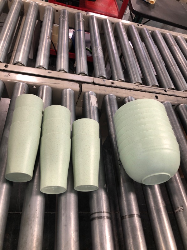 Photo 4 of Wheat Straw Dinnerware Sets | Unbreakable Dinnerware Sets | Dishwasher Microwave Safe Dinnerware | Eco Friendly Non Breakable Dinnerware Sets | RV Outdoor Camping (Green, Service for 8 (32 pcs))