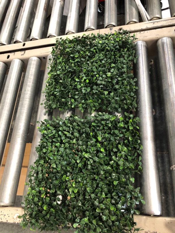 Photo 1 of 12 Packs 10"x10" Artificial Boxwood Hedge Mat Boxwood Hedge Mat UV Privacy Fence Screen Greenery Panel Outdoor Decor