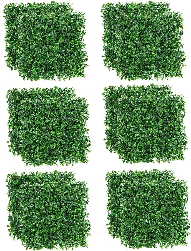 Photo 1 of 12 Packs 10"x10" Artificial Boxwood Hedge Mat Boxwood Hedge Mat UV Privacy Fence Screen Greenery Panel Outdoor Decor