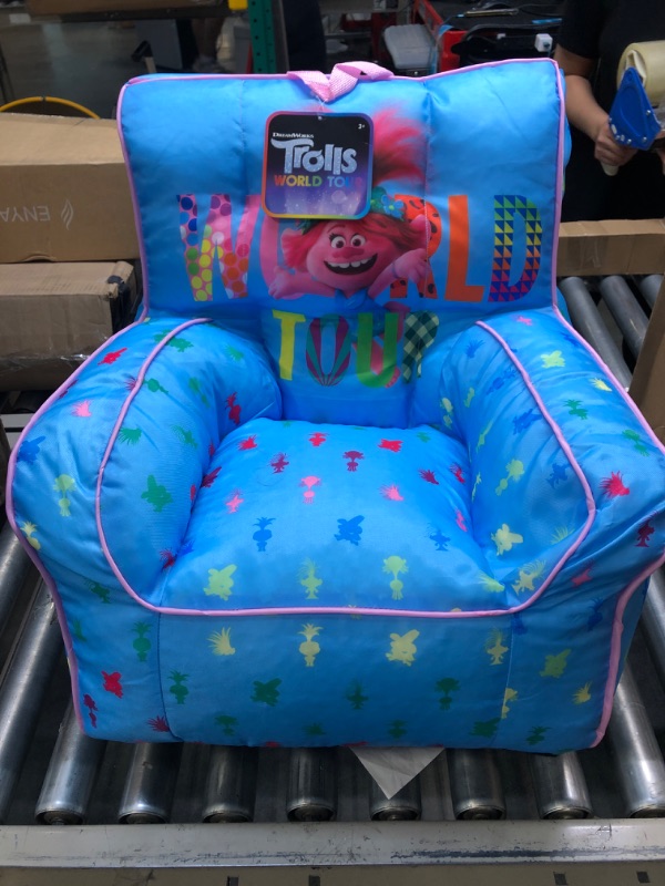 Photo 3 of DreamWorks Trolls World Tour Kids Nylon Bean Bag Chair with Piping & Top Carry Handle