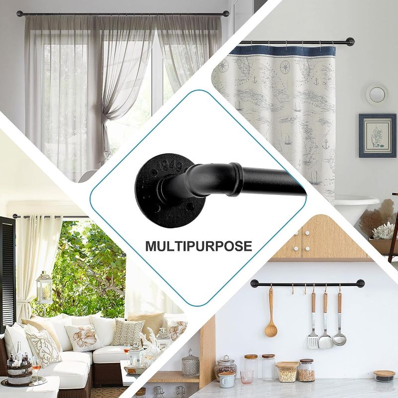 Photo 1 of 2 Pack Blackout Wrap Around Curtain Rods for Window 28 to 48 Inch(2.3-4ft), Matte Black Curtain Rods Room Darkening Curtain Rod 1 inch Diameter Single Drapery Rod of Window Treatment, Matte Black Matte Black 28-48''|2 Pack