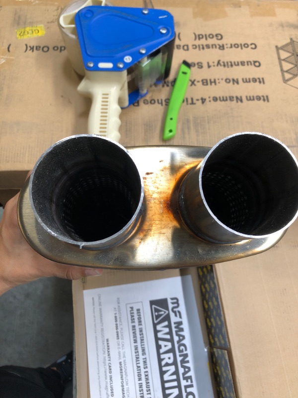 Photo 3 of MagnaFlow 4in x 9in Oval Dual/Dual Performance Muffler Exhaust 11386 - Straight-Through, 2.5in Inlet/Outlet Diameter, 20in Overall Length, Satin Finish - Classic Deep Exhaust Sound