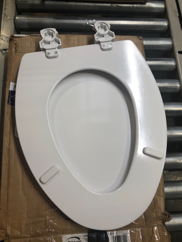 Photo 4 of Bemis 1500EC 390 Toilet Seat with Easy Clean & Change Hinges, Elongated, Durable Enameled Wood, Cotton White Cotton White 1 Pack Elongated Toilet Seat