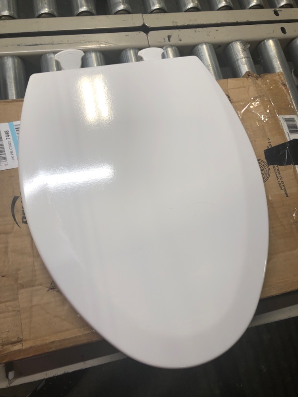 Photo 2 of Bemis 1500EC 390 Toilet Seat with Easy Clean & Change Hinges, Elongated, Durable Enameled Wood, Cotton White Cotton White 1 Pack Elongated Toilet Seat