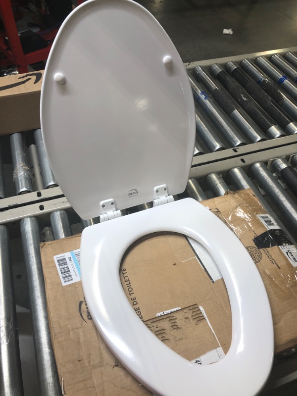 Photo 3 of Bemis 1500EC 390 Toilet Seat with Easy Clean & Change Hinges, Elongated, Durable Enameled Wood, Cotton White Cotton White 1 Pack Elongated Toilet Seat