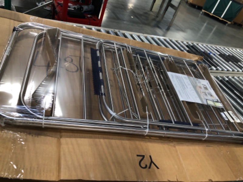 Photo 1 of SONGMICS Clothes Drying Rack, Foldable 2-Level Laundry Drying Rack, Free-Standing Large Drying Rack, with Height-Adjustable Wings, 33 Drying Rails, Sock Clips, for Clothes, Sheets, Blue ULLR53BU