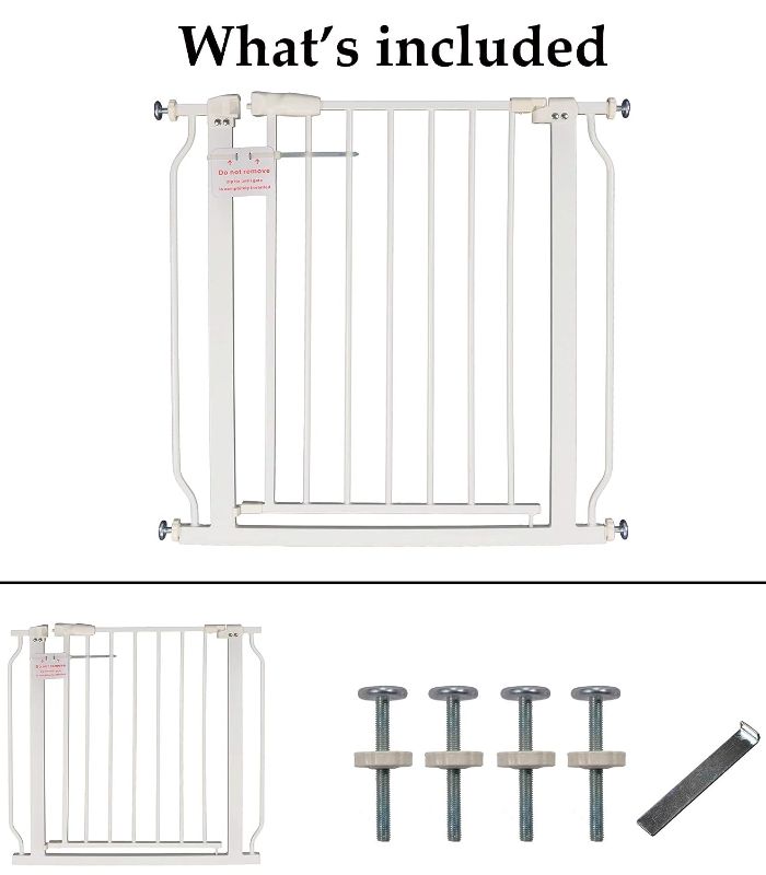 Photo 3 of BalanceFrom Easy Walk-Thru Safety Gate for Doorways and Stairways with Auto-Close/Hold-Open Features, Multiple Sizes, White 30-inch Tall, No Caps Fits 29.1 - 33.8" Wide