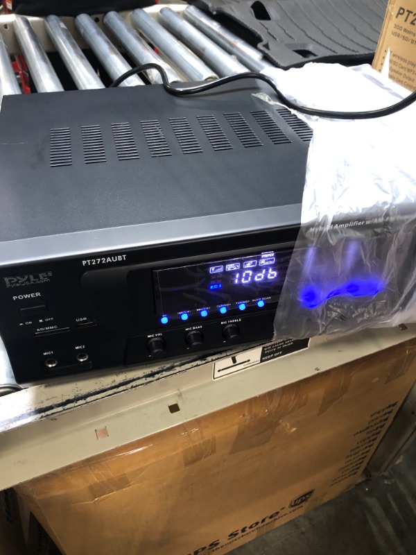 Photo 1 of Pyle PT272AUBT - Wireless Bluetooth Audio Power Amplifier - 300W 4 Channel Home Theater Stereo Receiver with USB, AM FM, 2 Mic IN with Echo, RCA, LED, Speaker Selector - For Studio, Home Use