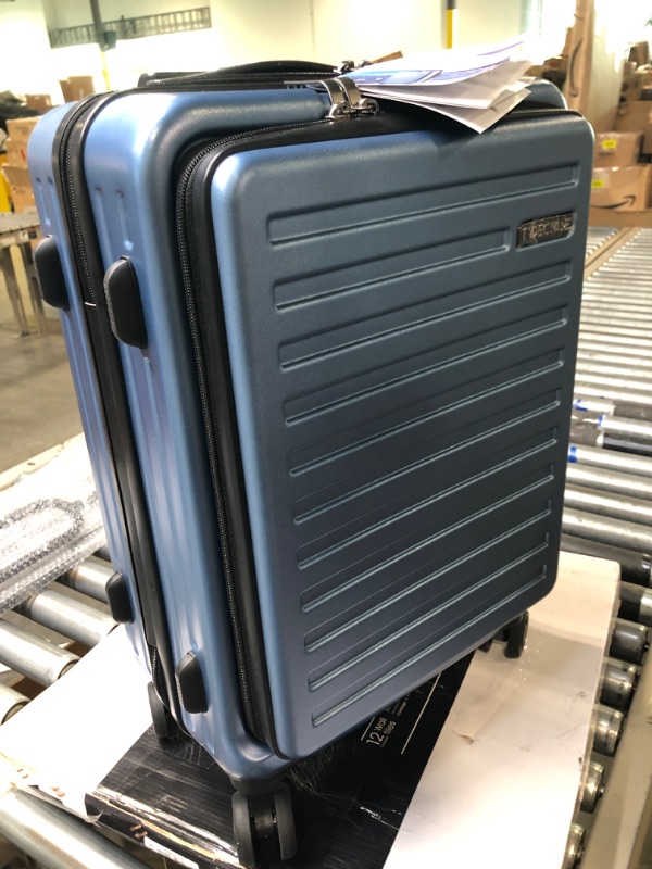 Photo 3 of 20 Inch Carry On Luggage with Front Pocket, 21.65 * 15.35 * 7.87" for Airplane Overhead Bin, Lightweight Hardshell TSA Lock, YKK Zipper?Ice Blue