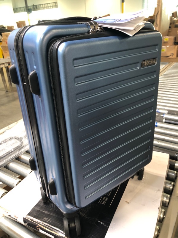 Photo 2 of 20 Inch Carry On Luggage with Front Pocket, 21.65 * 15.35 * 7.87" for Airplane Overhead Bin, Lightweight Hardshell TSA Lock, YKK Zipper?Ice Blue