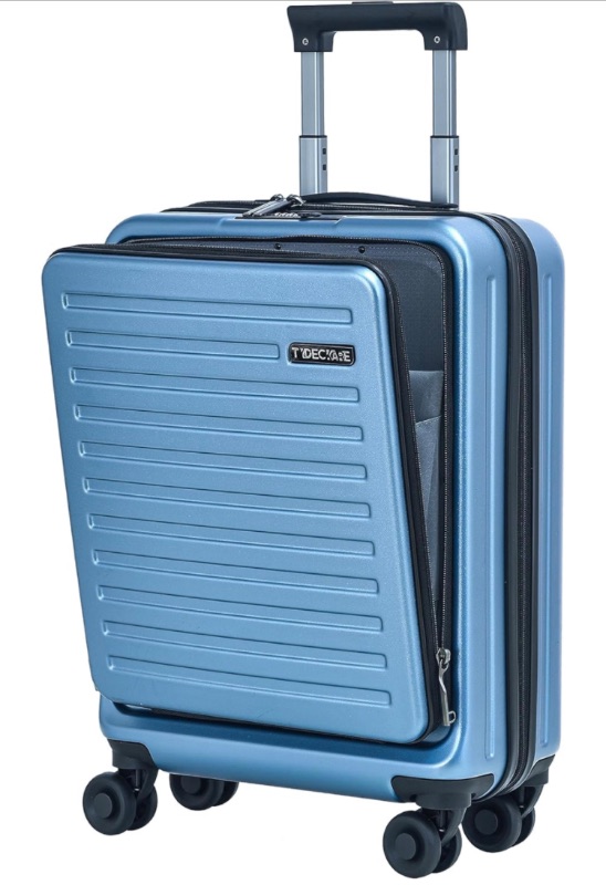 Photo 1 of 20 Inch Carry On Luggage with Front Pocket, 21.65 * 15.35 * 7.87" for Airplane Overhead Bin, Lightweight Hardshell TSA Lock, YKK Zipper?Ice Blue