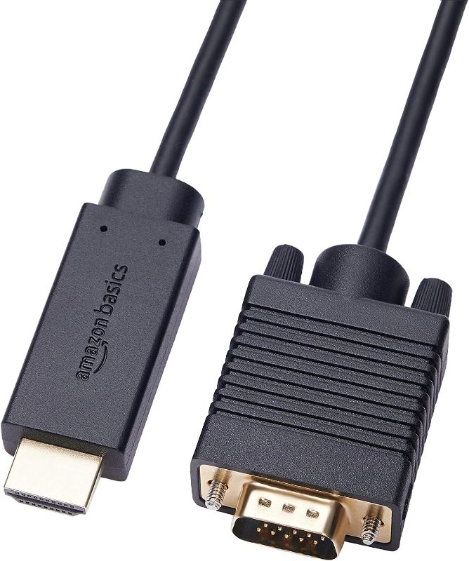 Photo 1 of Amazon Basics Uni-Directional HDMI to VGA Cable, Gold-Plated, 6 Feet, Black