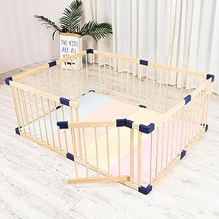 Photo 1 of Kids Baby Toddler Playpen Indoor Portable Wooden Freestanding, Kids Baby Pet Cats Dogs Animals Toy Play Fence with Door,Safe Zone Playpen,Baby Safety Play A Perfect Birth Birthday Gift(120x160x61cm)