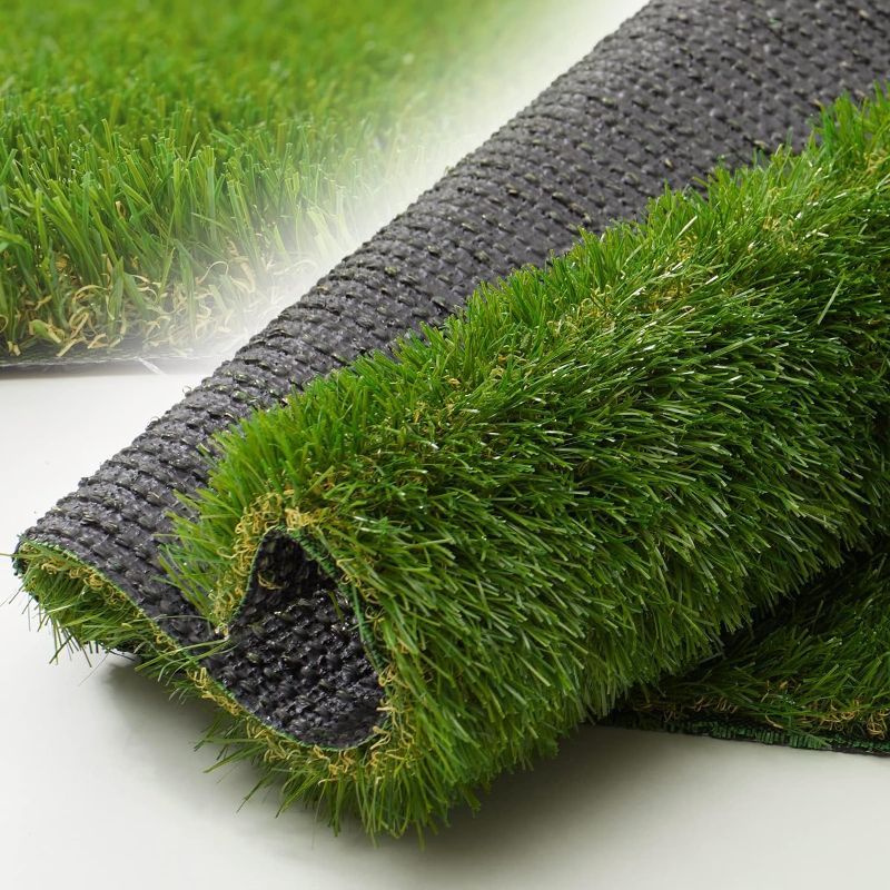 Photo 1 of Artificial Grass 4 FT x 6 FT, 1.38" Fake Grass Mat, 4 Tones Synthetic Turf Rug, Thick Artificial Grass for Dogs Pets/Garden Lawn Landscape, Customized Sizes Indoor Outdoor