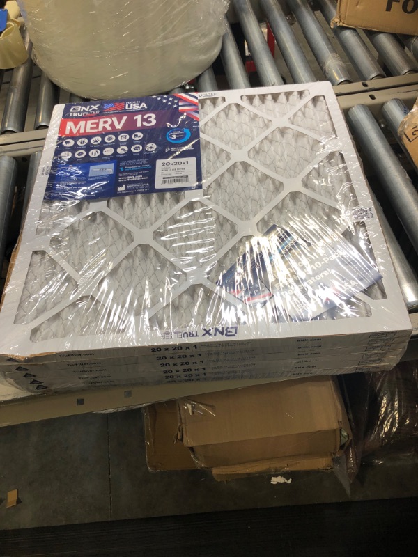 Photo 1 of BNX 20x20x1 MERV 13 Air Filter 6 Pack - MADE IN USA - Electrostatic Pleated Air Conditioner HVAC AC Furnace Filters - Removes Pollen, Mold, Bacteria 20x20x1 6-Pack
**DENT IN FILTERS, SEE PHOTO**
