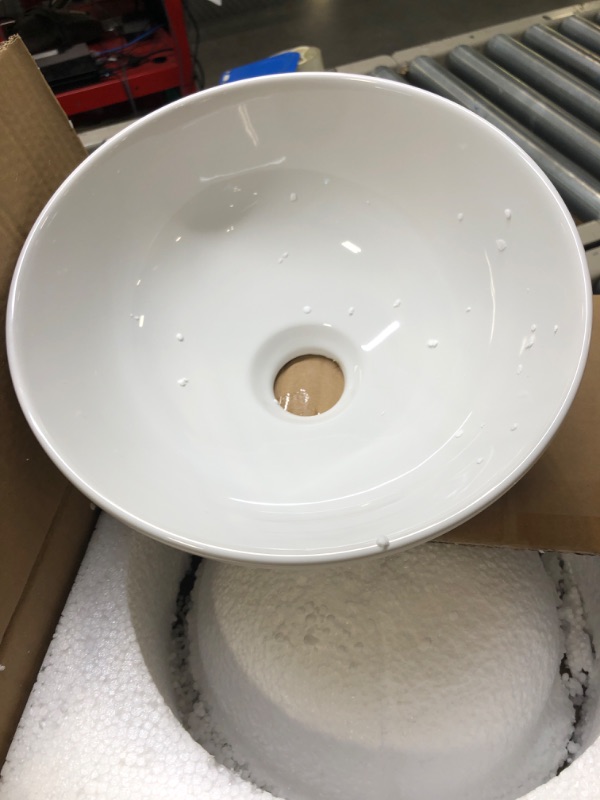 Photo 4 of Aquaterior 12" Vessel Sink Above Counter Washing Basin Bowl Bathroom Porcelain Sink with Drain Counter Top Lavatory