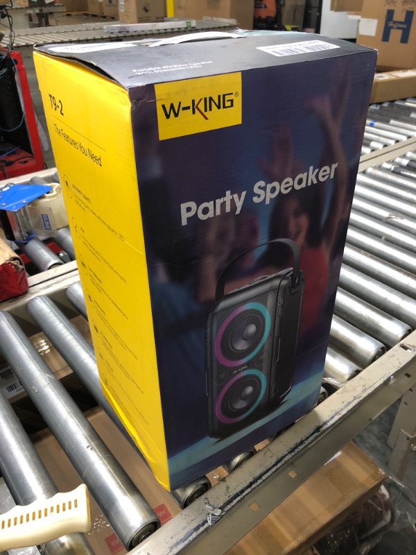 Photo 2 of W-KING 80W Bluetooth Speakers Loud, Super Rich Bass, Huge 105dB Sound Powerful Portable Wireless Outdoor Bluetooth Speaker, Mixed Color Lights, 24H Playtime, AUX, USB Playback, TF Card, Non-Waterproof

**MISSING CHARGER**