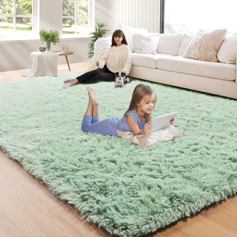 Photo 1 of  Fluffy Grass Green Rugs for Bedroom 3x5 