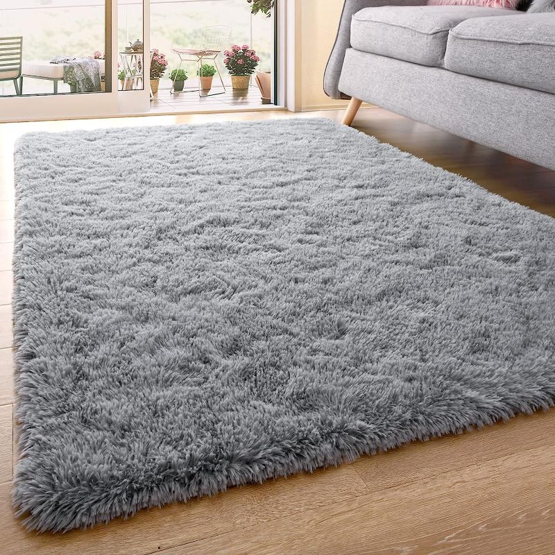 Photo 1 of  Fluffy Carpet for BedroomRug Soft Indoor Small Shag Area Rug, Machine Washable Rug for Living Room, Non Slip Gray Throw Rugs for Kids Room, Fuzzy Modern Home Decor