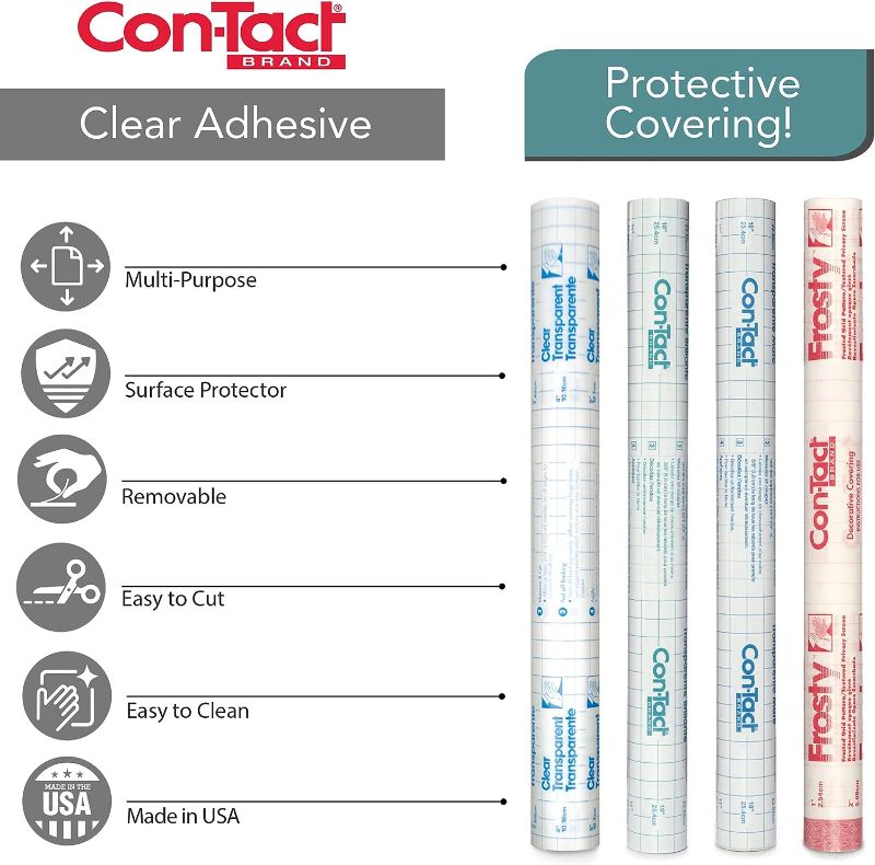 Photo 1 of Con-Tact Brand Creative Clear Covering, Versatile and Self-Adhesive Shelf Liner, Ideal Privacy Film, Protective Clear Vinyl, 