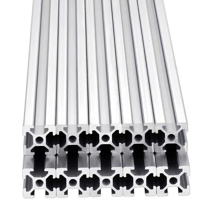 Photo 1 of 10PCS 48inch(1220mm) T Slot 2020 Aluminum Extrusion Profile for 3D Printer and CNC DIY, High-Strength European Standard Extruded Aluminum Linear Rail Guide, Anodizing Technology(Silver) 10PCS 1220mm(48'') 2020 T Silver