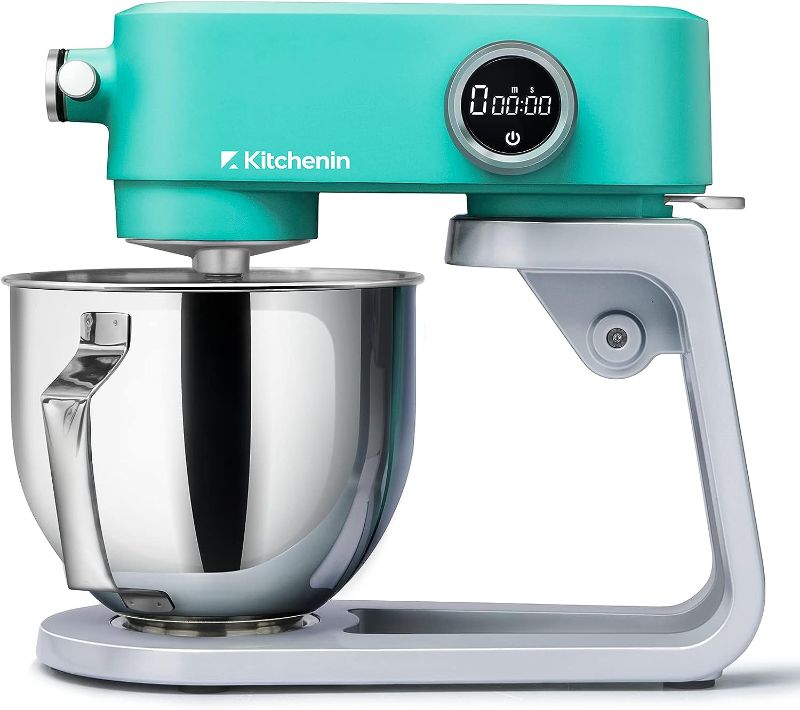 Photo 1 of All Metal Stand Mixer,Kitchenin 5.3-Quart 8-Speeds Tilt-Head Food Mixer,400 Watt DC Motor Electric Stand Mixer with 12-Wire Whip,Flat Beater,Stainless Steel Dough Hook & Pouring Shield,Light Blue