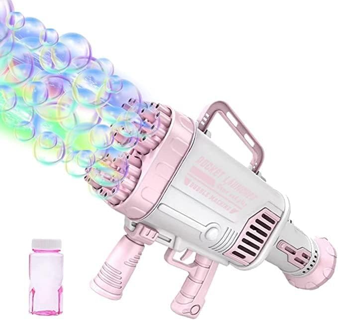 Photo 1 of JoyPlanet Giant Bubble Gun Blaster Rocket 52-Hole Bubble Maker for TIK Tok Kids Boys Girls Adults Outdoor Party Wedding Gifts Age 3 4 7 8(Pink)