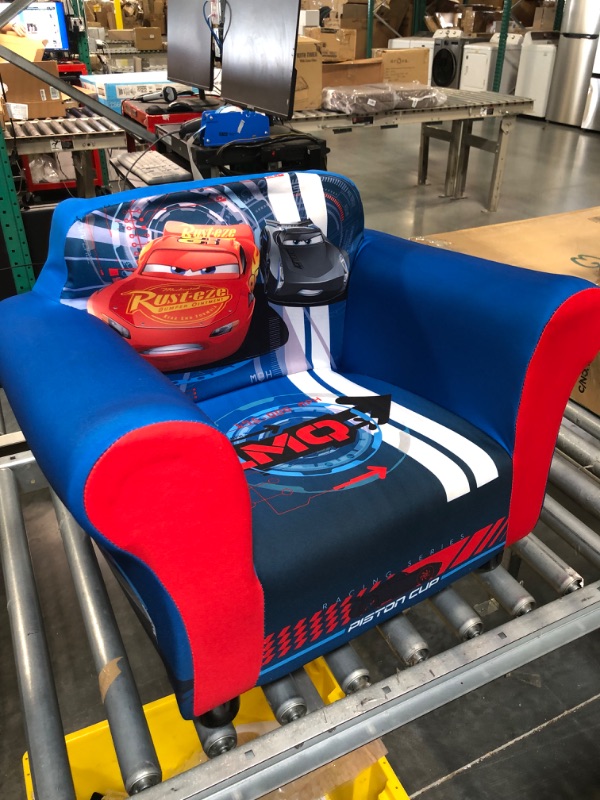 Photo 2 of Delta Children Upholstered Chair for Relaxing, Disney/Pixar Cars, Red and Blue