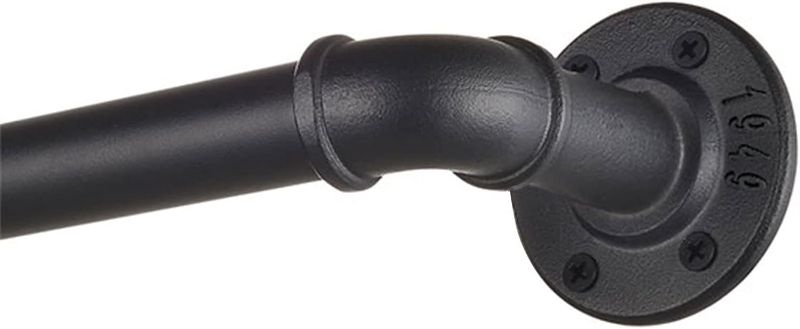 Photo 1 of 1 Inch Industrial Curtain Rod, Curtain Rods for Windows 66 to 120, Pipe Wrap Around Curtain Rod, Indoor/Outdoor Curtain Rod, Room Divider Curtain Rod, Blackout Curtain Rod 72-144 Inch: Black