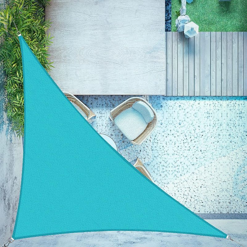 Photo 1 of 10' x 10'x 14' Right Triangle Turquoise Blue Sun Shade Sail Canopy UV Block Cover for Outdoor Patio Garden Backyard