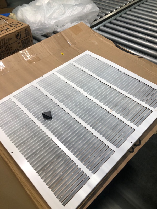 Photo 3 of 25" X 20" Steel Return Air Filter Grille for 1" Filter - Easy Plastic Tabs for Removable Face/Door - HVAC DUCT COVER - Flat Stamped Face -White [Outer Dimensions: 26.75w X 21.75h]
