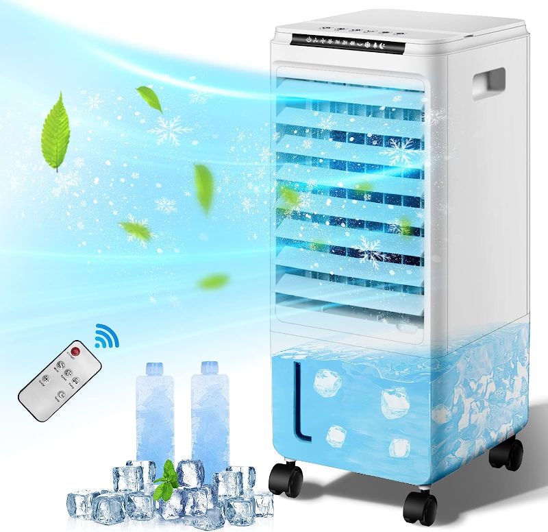 Photo 1 of Portable Air Conditioners, 3-IN-1 Evaporative Air Cooler, Windowless Swamp Cooler w/ 3 Modes & 3 Speeds, Remote, 65° Oscillation, 1.85 Gal Water Tank, Air Conditioner Portable for Room Home Office