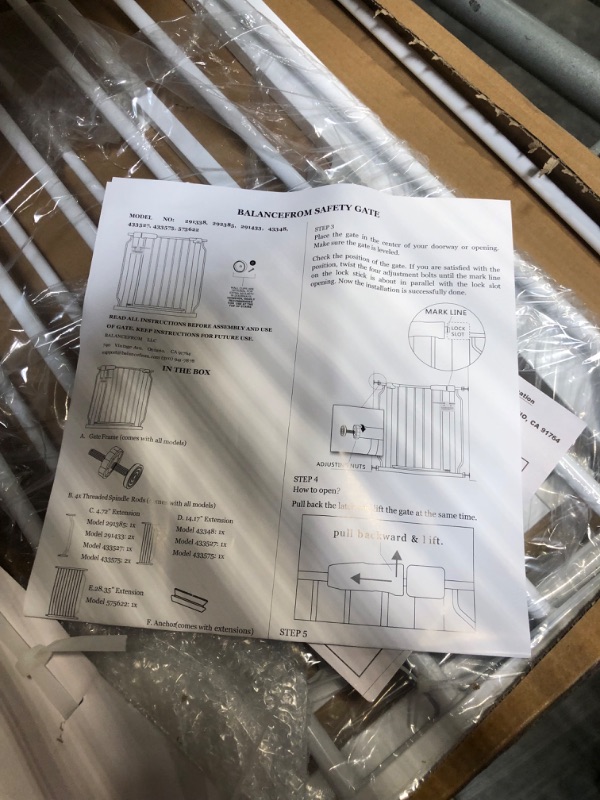 Photo 5 of BalanceFrom Easy Walk-Thru Safety Gate for Doorways and Stairways with Auto-Close/Hold-Open Features, Multiple Sizes, White, Model: None, 43.3 - 48 inch 43.3 - 48 inch Cool White