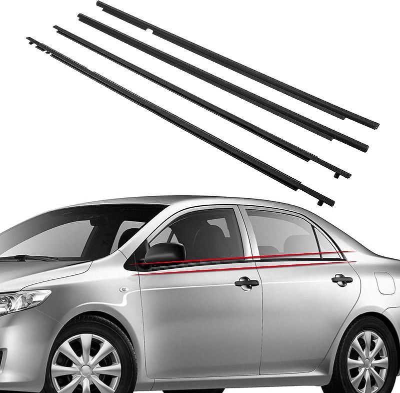 Photo 1 of MOFANS 4 Door Weatherstrip Window Seal Fit for Corolla 2009 2010 2011 2012 Window Weather Strip Outside Trim Seal Belt 4pcs