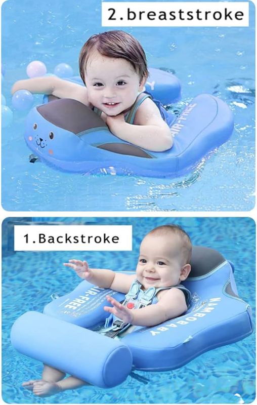 Photo 1 of Mambobaby Float Non Inflatable Solid Baby Swim Float with UPF 50+ Sun Protection Canopy Newest Baby Pool Float with Tail Mambo Baby Smart Swim Trainer Infant Float Swim Ring for Baby Aged 3-24months