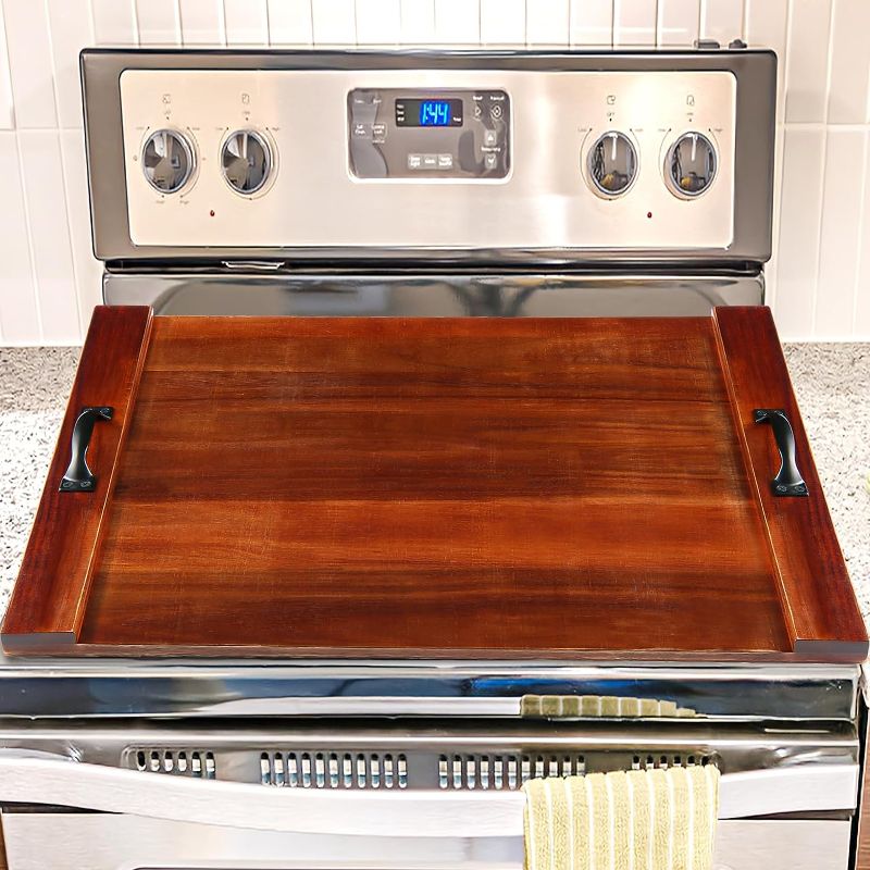 Photo 1 of Calmbee Noodle Board Stove Cover - Wooden Stove Top Cover, Cutting Board Stove Top Cover Farmhouse Burner Cover Stove Covers for Gas Stove, Electric Stove Top, RV Oven, Induction Stove Medium Natural