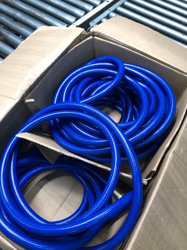 Photo 3 of 
Giraffe Tools Garden Hose 90ft x 5/8in No Kink Heavy Duty, Flexible, Durable Male & Female Brass Fittings Water Hose, Blue