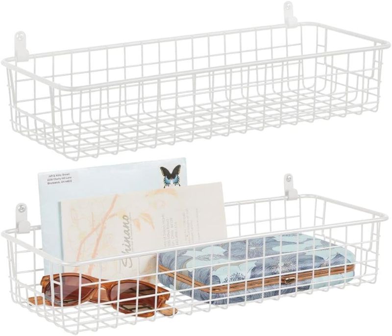 Photo 1 of  Metal Wire Wall Mount Decor Storage Organizer Basket Bin 2 pack 