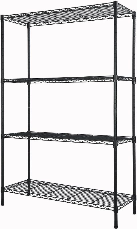 Photo 1 of 4-Shelf Adjustable Heavy Duty Storage Shelving Unit, Metal Organizer Wire Rack for Laundry Bathroom Kitchen Pantry Closet, Black
