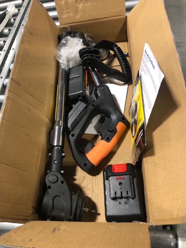 Photo 1 of Weed Wacker, Electric Weed Wacker Cordless Trimmer, Retractable and Foldable Home Weed Eater Brush Cutter, Portable Battery Power Rechargeable Handheld Lawn Mower for Lawn, Yard, Garden Black