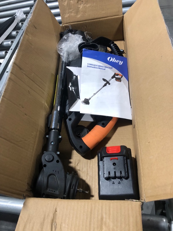 Photo 1 of Weed Wacker, Electric Weed Wacker Cordless Trimmer, Retractable and Foldable Home Weed Eater Brush Cutter, Portable Battery Power Rechargeable Handheld Lawn Mower for Lawn, Yard, Garden Black