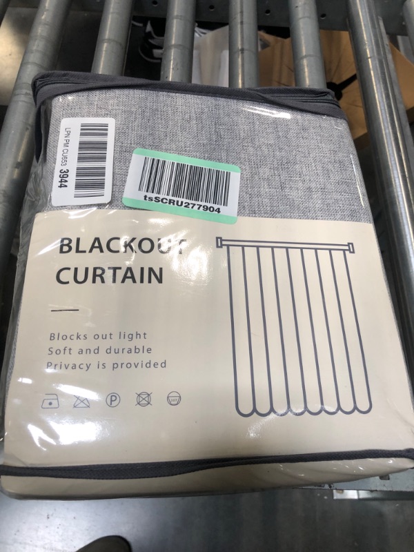 Photo 2 of 100% Blackout Shield Linen Blackout Curtains 96 Inches Long 2 Panels Set, Clip Rings/Rod Pocket Blackout Curtains No Light, Black Out Curtains & Drapes for Bedroom, 50 inches Wide Each Panel, Grey Grey 50''W x 96''L