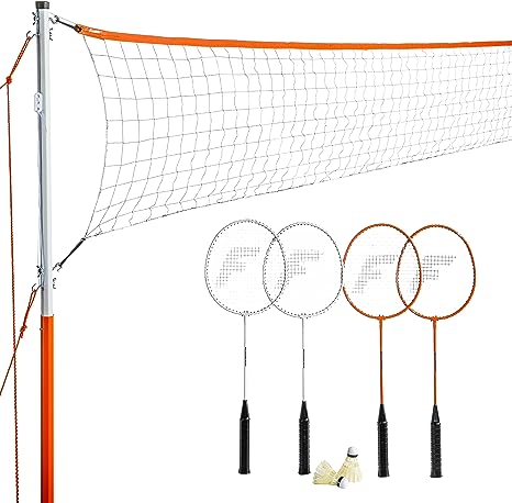 Photo 1 of Franklin Sports Badminton Net Sets - Outdoor Backyard + Beach Badminton Net + Equipment Set - (4) Rackets + (2) Birdies + Portable Net Included - Adults + Kids Set
