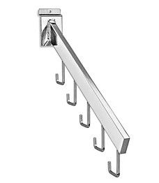 Photo 1 of 5-Hook Waterfall Slatwall Face-Out Display with Rectangular Tube (Chrome)