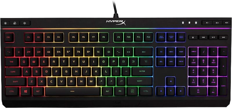 Photo 1 of HyperX Alloy Core RGB – Membrane Gaming Keyboard, Comfortable Quiet Silent Keys with RGB LED Lighting Effects, Spill Resistant, Dedicated Media Keys, Compatible with Windows 10/8.1/8/7 – Black