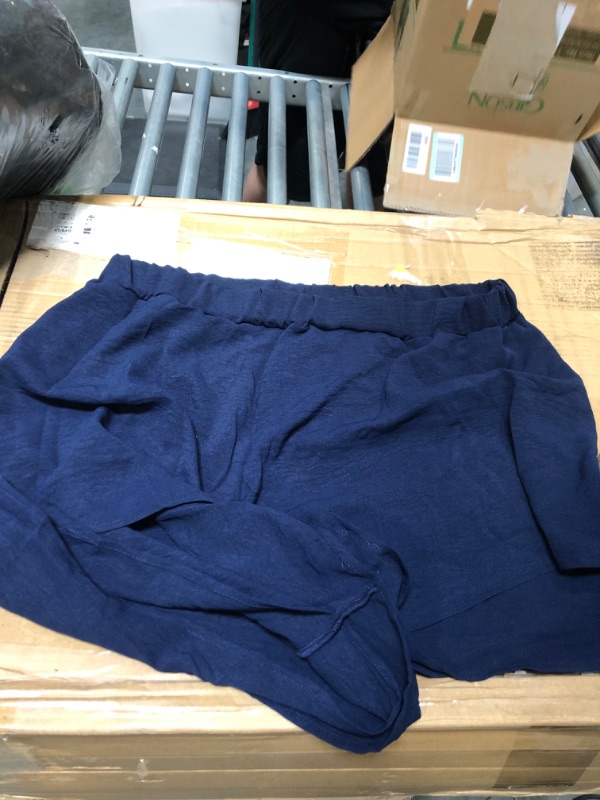 Photo 3 of NIMIN Flowy Shorts for Women High Waisted Wrap Shorts Lightweight Double Layered Summer Beach Shorts NAVY BLUE XL
