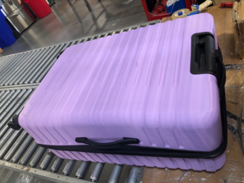 Photo 1 of Boren Polycarbonate Hardside Rugged Travel Suitcase Luggage with 8 Spinner Wheels, Aluminum Handle, Lavender, USB Port in Carry-On