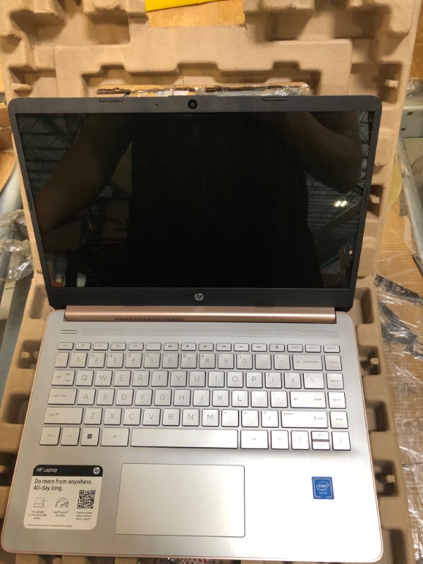 Photo 3 of HP 14 Laptop, Intel Celeron N4020, 4 GB RAM, 64 GB Storage, 14-inch Micro-edge HD Display, Windows 11 Home, Thin & Portable, 4K Graphics, One Year of Microsoft 365 (14-dq0030nr, 2021, Pale Rose Gold) 14-inch Pale rose gold