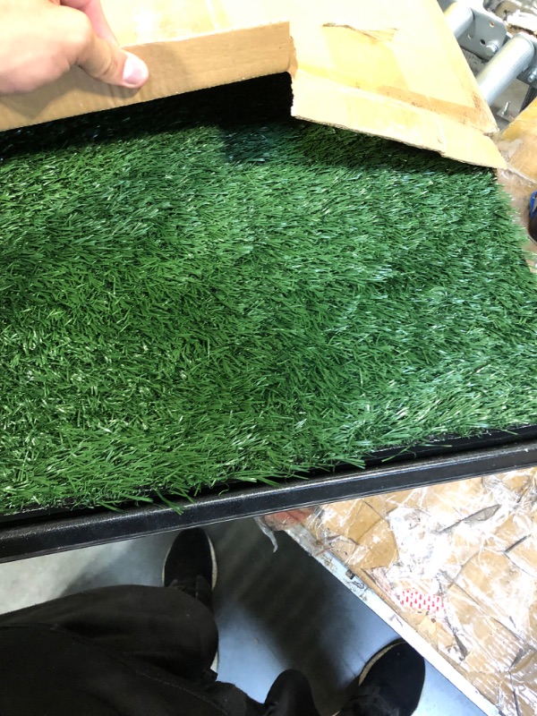 Photo 2 of Artificial Grass Puppy Pee Pad for Dogs and Small Pets - 20x25 Reusable 3-Layer Training Potty Pad with Tray - Dog Housebreaking Supplies by PETMAKER