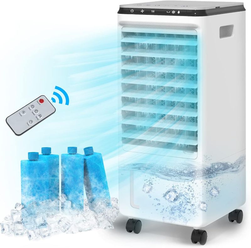 Photo 1 of Evaporative Air Cooler, fancole 3-in-1 Portable Air Conditioner, 4 Ice Packs Room Cooler w/ 20FT Remote Controller, 1.85Gallon Water Tank For 8Hrs Cooling, Evaporative Cooler for Indoor